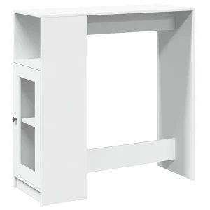 Bartafel met rekken 101x40x103,5 cm bewerkt hout wit Bartafel met rekken 101x40x103,5 cm bewerkt hout wit