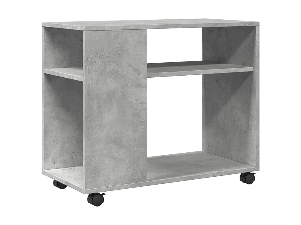 Bijzettafel met wielen 70x35x60 cm bewerkt hout betongrijs