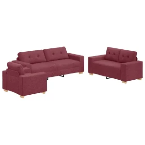 Bank 3 pcs Windrood 221 x 80 x 80 cm Linnen-mix stof Bank 3 pcs Windrood 221 x 80 x 80 cm Linnen-mix stof