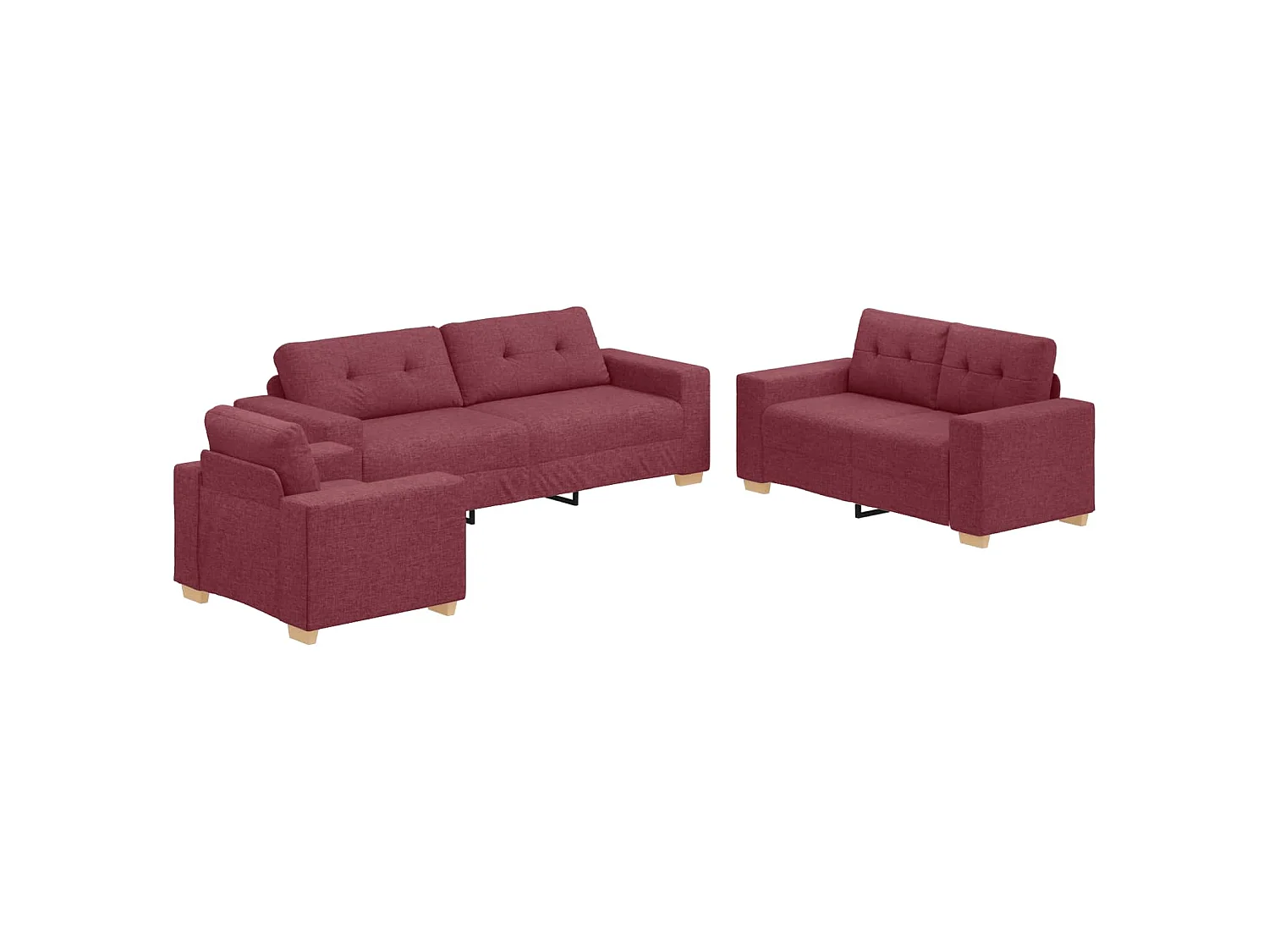 Bank 3 pcs Windrood 221 x 80 x 80 cm Linnen-mix stof