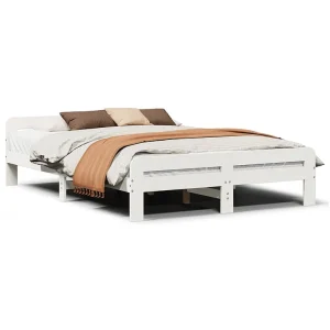 Bedframe zonder matras massief grenenhout wit 150×200 cm Bedframe zonder matras massief grenenhout wit 150×200 cm