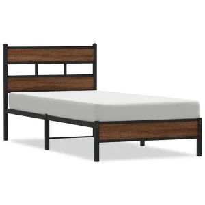 Bedframe zonder matras bewerkt hout bruin eikenkleur 75×190 cm