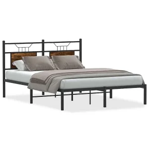 Bedframe zonder matras hout gerookt eikenkleurig 137×190 cm