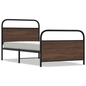 Bedframe zonder matras bewerkt hout bruin eikenkleur 107×203 cm Bedframe zonder matras bewerkt hout bruin eikenkleur 107×203 cm