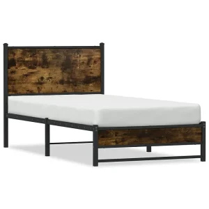 Bedframe zonder matras metaal gerookt eikenkleurig 100×200 cm