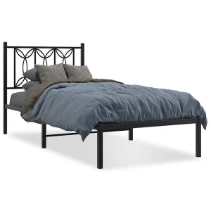 Bedframe met hoofdbord metaal zwart 80×200 cm Bedframe met hoofdbord metaal zwart 80×200 cm
