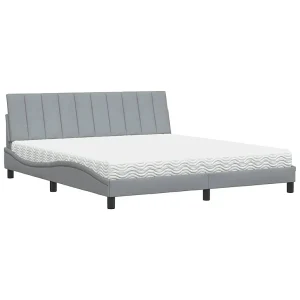 Bed met matras "Hanko" stof lichtgrijs 180×200 cm Bed met matras "Hanko" stof lichtgrijs 180×200 cm