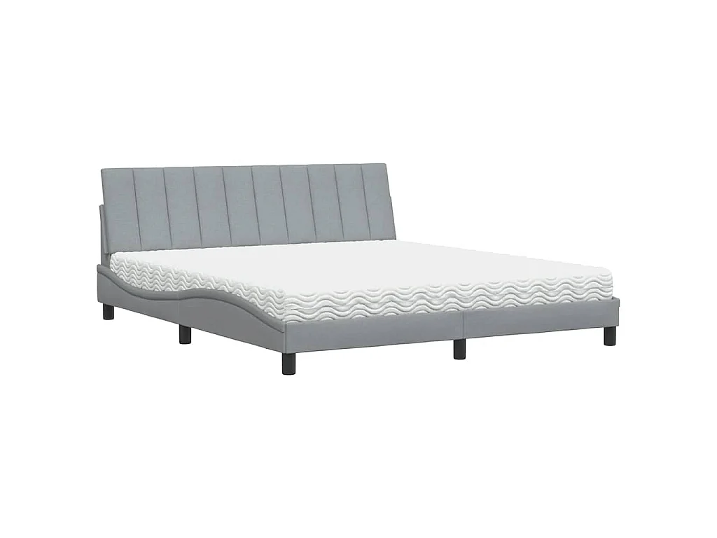 Bed met matras "Hanko" stof lichtgrijs 180x200 cm