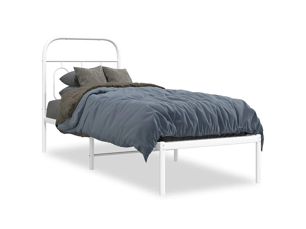 Bedframe met hoofdbord zonder matras metaal wit 75x190 cm