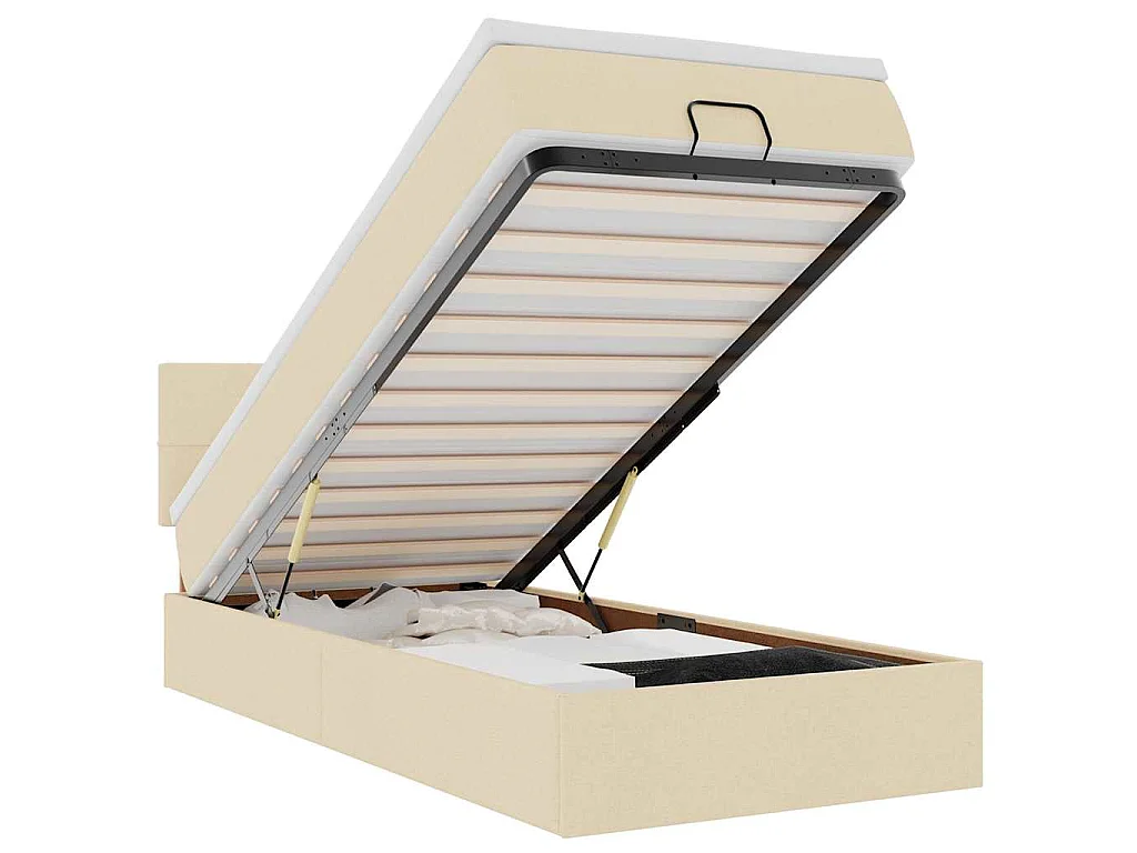 Bed met matras 90x200 cm stof crèmekleurig