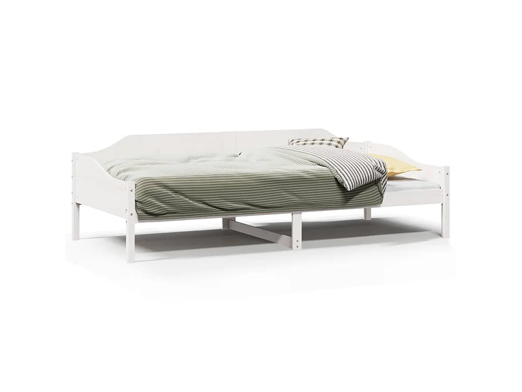 Bedframe zonder matras massief grenenhout wit 90x200 cm