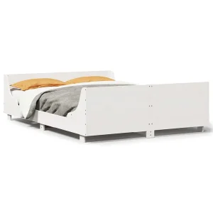 Bedframe zonder matras massief grenenhout wit 140×190 cm Bedframe zonder matras massief grenenhout wit 140×190 cm