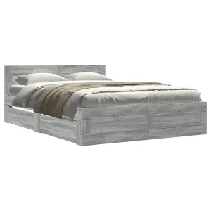 Bedframe met hoofdeinde grijs sonoma eiken 120×190 cm