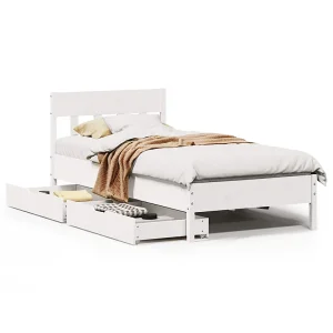 Bedframe zonder matras massief grenenhout wit 140×200 cm Bedframe zonder matras massief grenenhout wit 140×200 cm