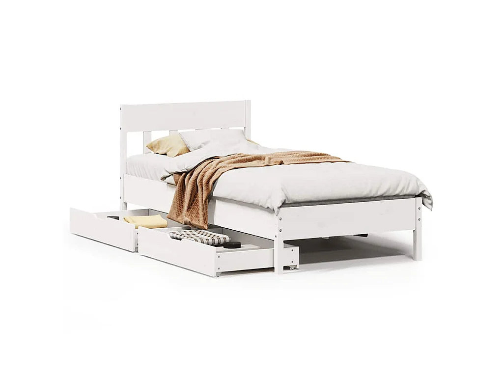 Bedframe zonder matras massief grenenhout wit 140x200 cm