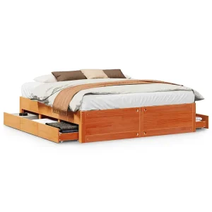 Bedframe zonder matras met lades grenenhout wasbruin 180×200 cm Bedframe zonder matras met lades grenenhout wasbruin 180×200 cm