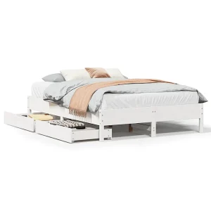 Bedframe zonder matras massief grenenhout wit 120×200 cm Bedframe zonder matras massief grenenhout wit 120×200 cm