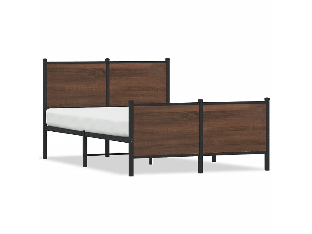 Bedframe zonder matras metaal bruin eikenkleurig 137x190 cm