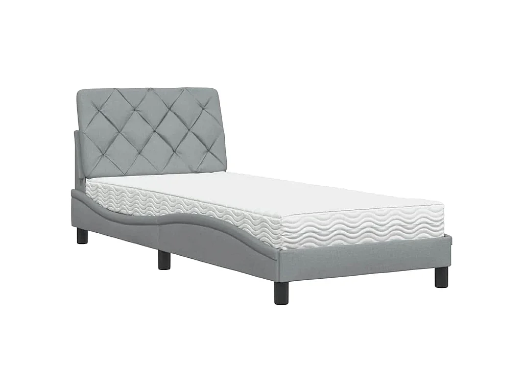 Bed met matras stof lichtgrijs 90x190 cm