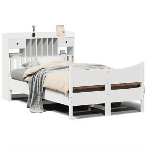 Bedframe zonder matras massief grenenhout wit 135×190 cm Bedframe zonder matras massief grenenhout wit 135×190 cm