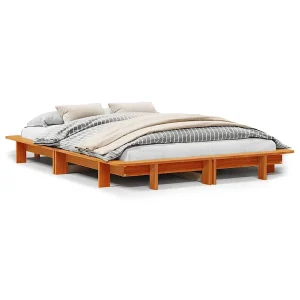 Bedframe zonder matras massief grenenhout wasbruin 120×190 cm Bedframe zonder matras massief grenenhout wasbruin 120×190 cm