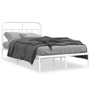 Bedframe met hoofdbord metaal wit 120×190 cm Bedframe met hoofdbord metaal wit 120×190 cm
