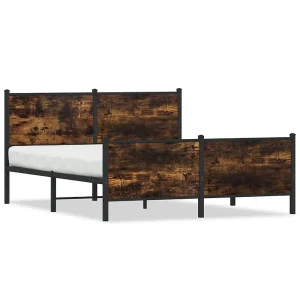 Bedframe zonder matras metaal gerookt eikenkleurig 160×200 cm Bedframe zonder matras metaal gerookt eikenkleurig 160×200 cm
