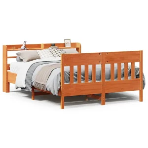 Bedframe zonder matras massief grenenhout wasbruin 150×200 cm Bedframe zonder matras massief grenenhout wasbruin 150×200 cm