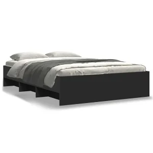 Bedframe bewerkt hout zwart 120×200 cm