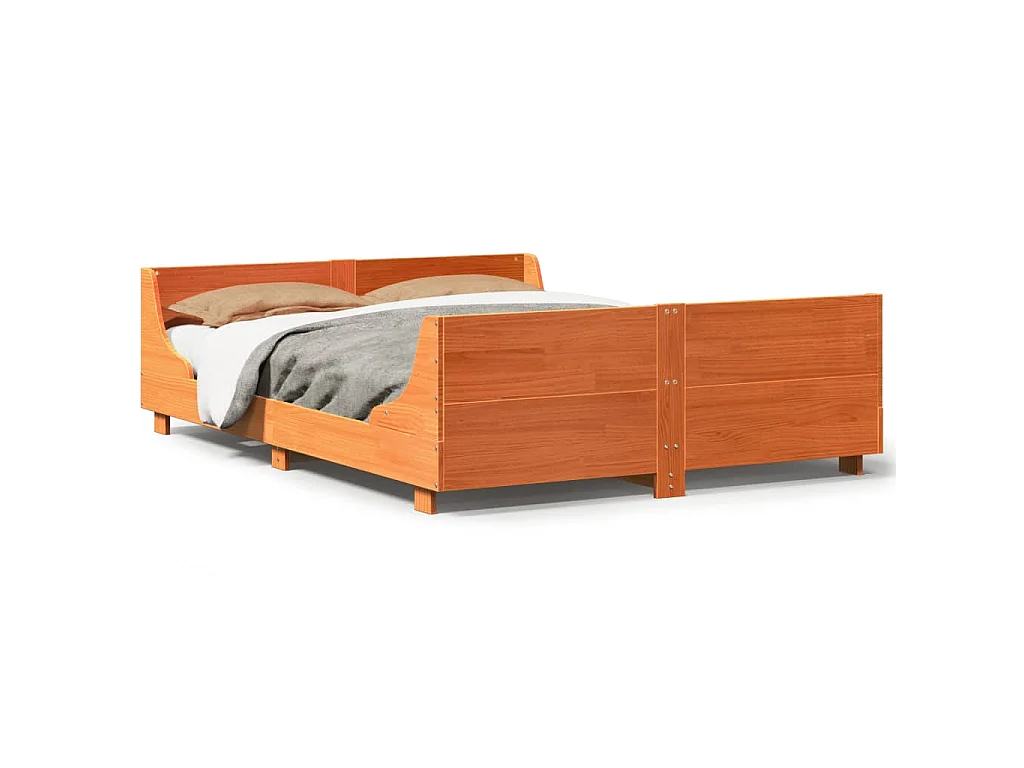 Bedframe zonder matras massief grenenhout wasbruin 160x200 cm