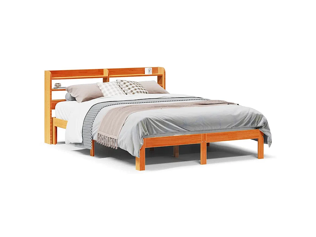 Bed met matras massief grenenhout wasbruin 140x190 cm