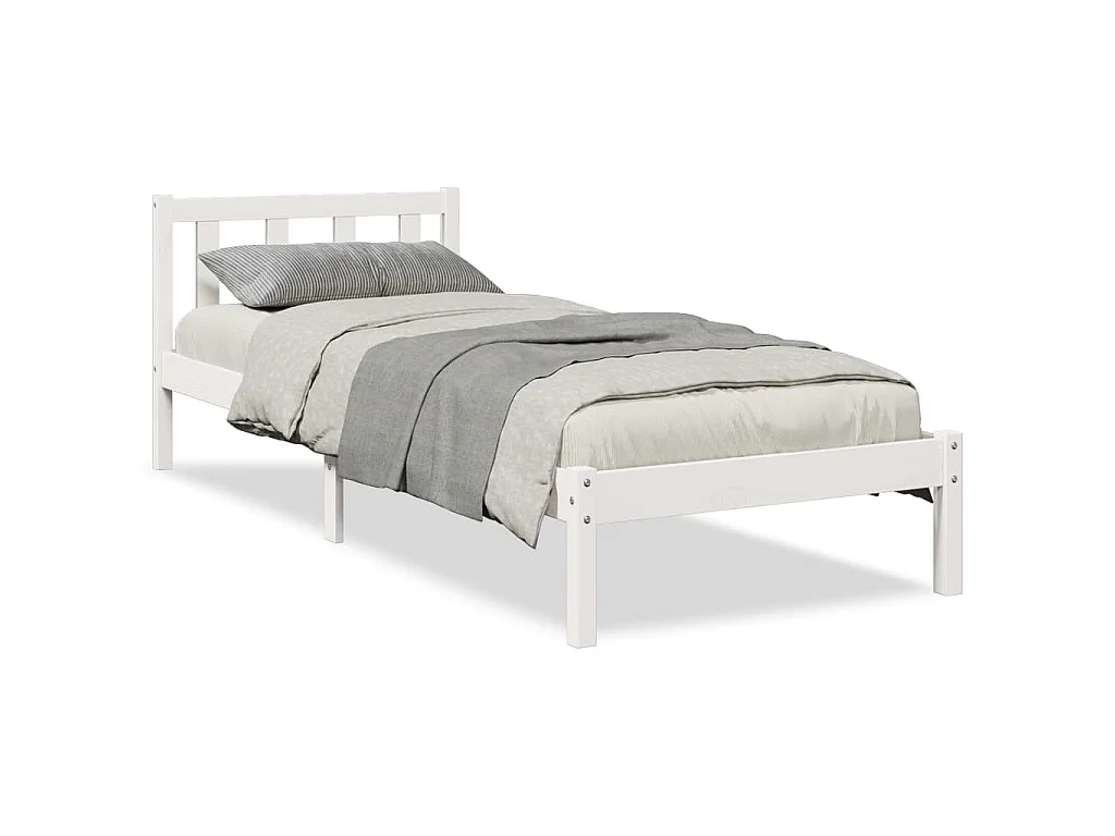 Bedframe extra lang zonder matras grenenhout wit 80x210 cm