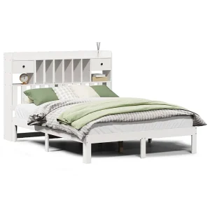 Bed met boekenkast zonder matras grenenhout wit 140×190 cm Bed met boekenkast zonder matras grenenhout wit 140×190 cm