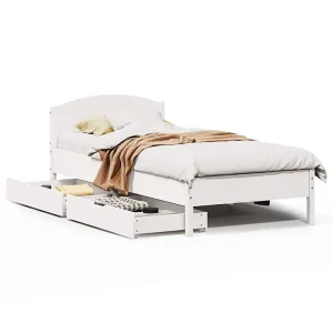 Bedframe zonder matras massief grenenhout wit 90×200 cm Bedframe zonder matras massief grenenhout wit 90×200 cm