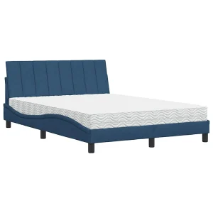 Bed met matras "Hanko" stof blauw 140×190 cm
