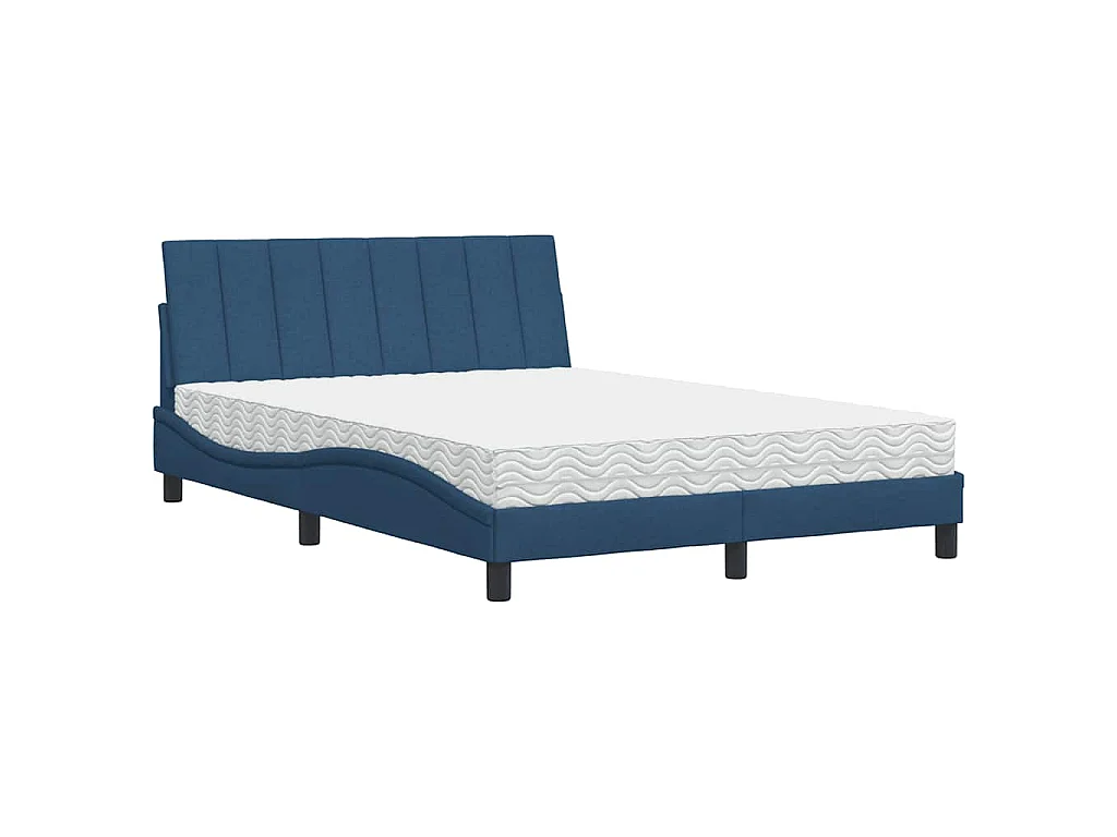 Bed met matras "Hanko" stof blauw 140x190 cm