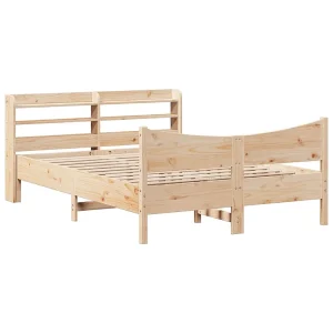 Bedframe met hoofdbord massief grenenhout 135×190 cm Bedframe met hoofdbord massief grenenhout 135×190 cm
