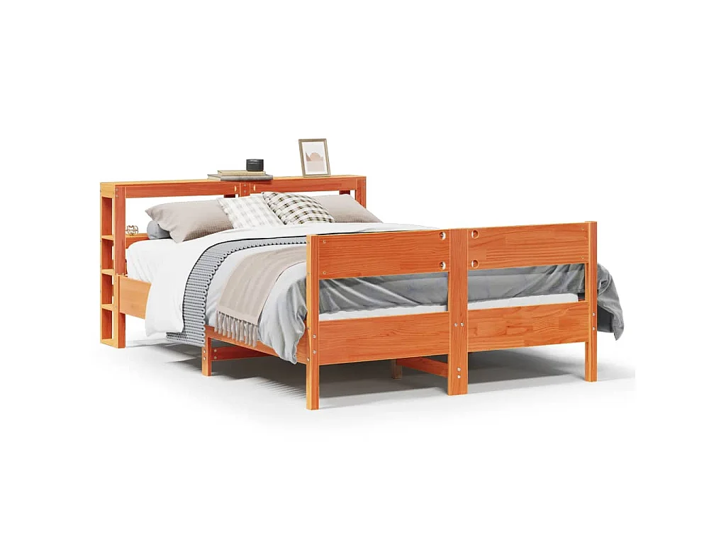 Bedframe zonder matras massief grenenhout wasbruin 120x200 cm