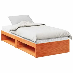 Bedbank met matras wasbruin 100×200 cm massief grenenhout Bedbank met matras wasbruin 100×200 cm massief grenenhout