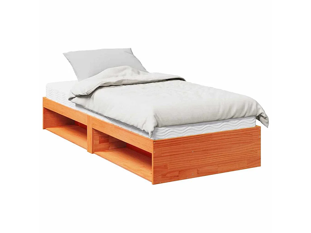 Bedbank met matras wasbruin 100x200 cm massief grenenhout