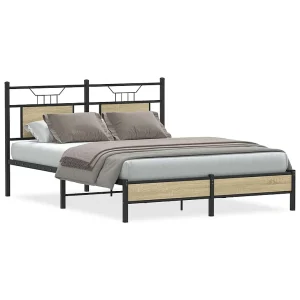Bedframe zonder matras hout sonoma eikenkleurig 137×190 cm Bedframe zonder matras hout sonoma eikenkleurig 137×190 cm