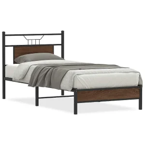 Bedframe zonder matras bewerkt hout bruin eikenkleur 75×190 cm