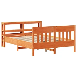 Bedframe zonder matras massief grenenhout wasbruin 135×190 cm Bedframe zonder matras massief grenenhout wasbruin 135×190 cm