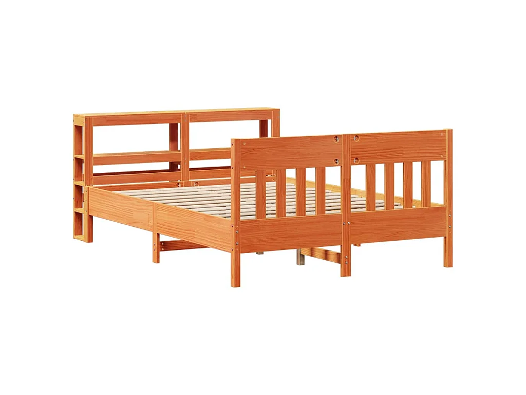 Bedframe zonder matras massief grenenhout wasbruin 135x190 cm
