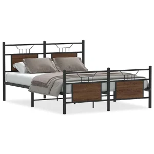 Bedframe zonder matras bewerkt hout bruin eikenkleur 140×190 cm Bedframe zonder matras bewerkt hout bruin eikenkleur 140×190 cm