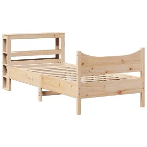 Bedframe met hoofdbord massief grenenhout 90×200 cm Bedframe met hoofdbord massief grenenhout 90×200 cm