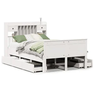 Bed met boekenkast zonder matras grenenhout wit 135×190 cm Bed met boekenkast zonder matras grenenhout wit 135×190 cm