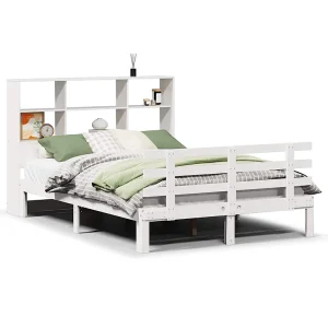 Bed met boekenkast zonder matras grenenhout wit 160×200 cm Bed met boekenkast zonder matras grenenhout wit 160×200 cm