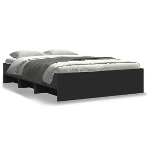 Bedframe bewerkt hout zwart 140×190 cm Bedframe bewerkt hout zwart 140×190 cm