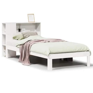 Bed met boekenkast zonder matras grenenhout wit 75×190 cm Bed met boekenkast zonder matras grenenhout wit 75×190 cm